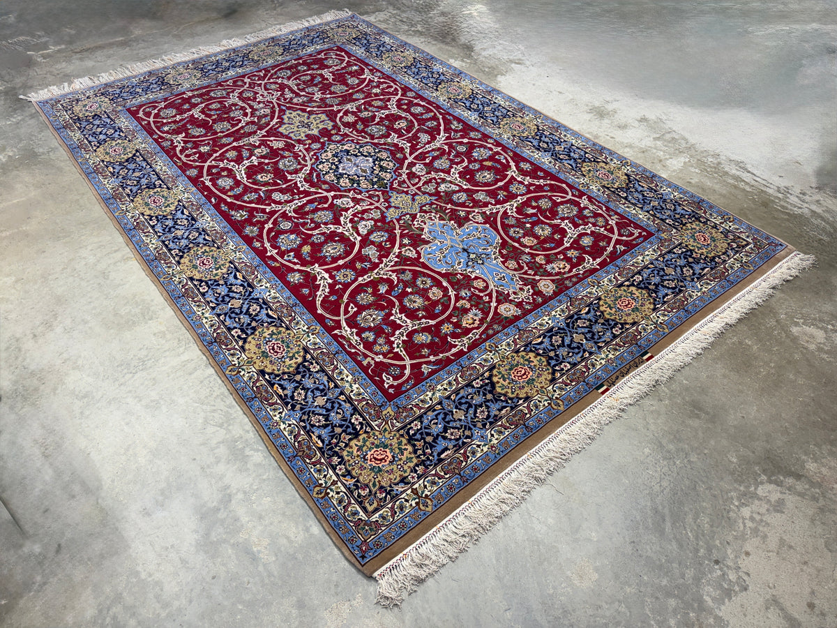 Hand-Knotted Persian Isfahan Rug - Signed Asachi - 6'10"x10'4"