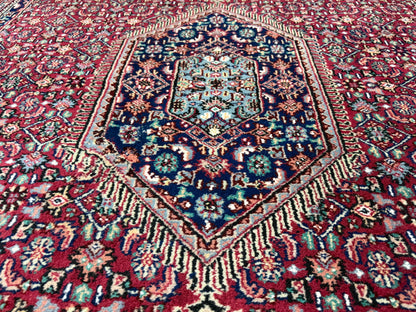 6’x9’ Fine Hand-Knotted Wool IndoBidjar Persian Rug 6x9 Burgundy All-Over Handmade Carpet