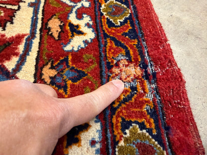 10’2”x14’2” Very Fine Vintage Hand-Knotted Wool Isfahan Persian Rug 10x14 Red All-Over Handmade Carpet