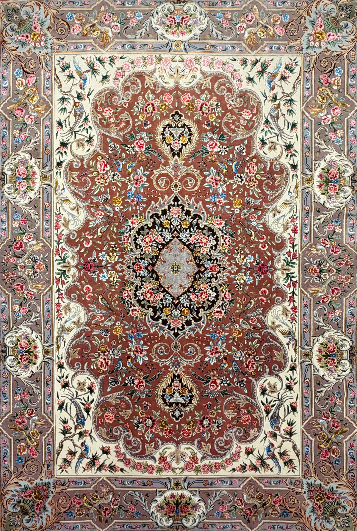 Hand-Knotted 80 Raj Persian Tabriz Rug - 6'9"x9'10"