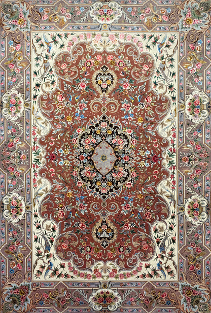 Hand-Knotted 80 Raj Persian Tabriz Rug - 6'9"x9'10"