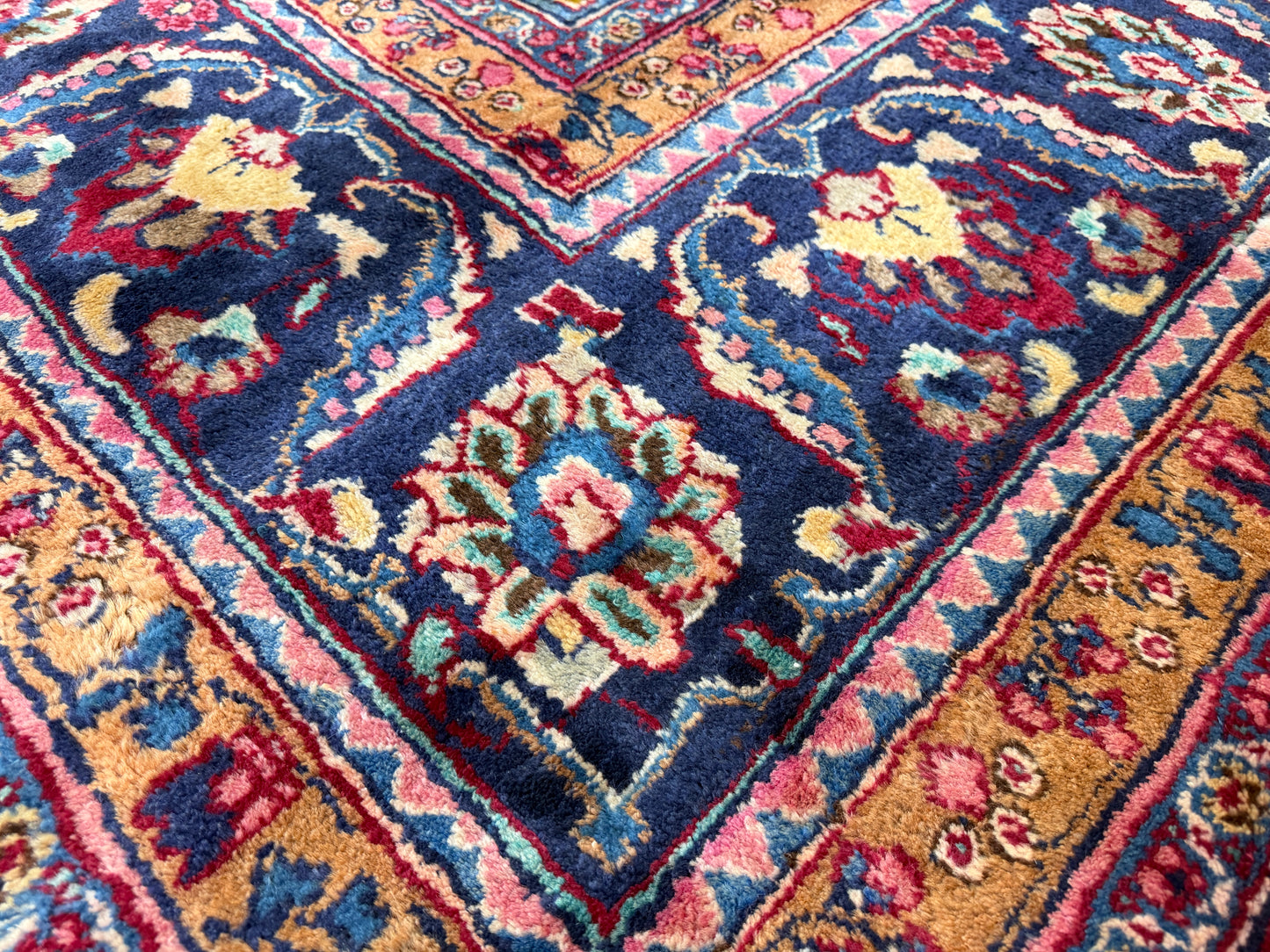 Hand-Knotted Wool Mashad Rug - 9’7”x12’5”