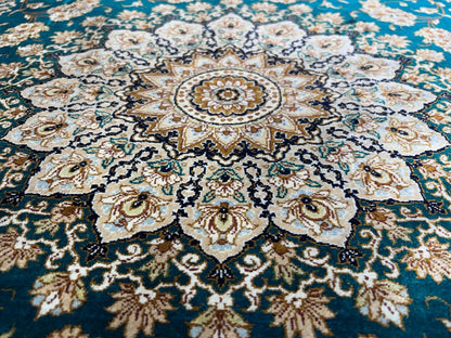 3x5 Luxurious Fine Hand-Knotted 100% Silk Signed Persiane Qume Rug Handmade