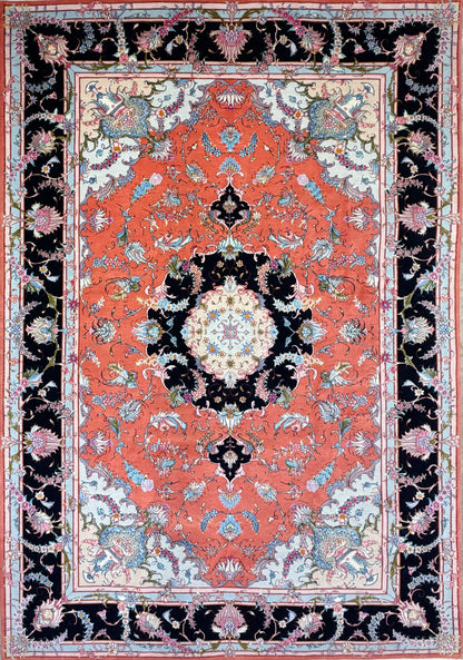 Hand-Knotted 60 Raj Persian Tabriz Rug - 6’7”x9’6”