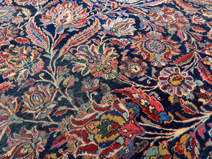 10’x13’7” Very Fine Antique Hand-Knotted Persian Kashan Area Rug