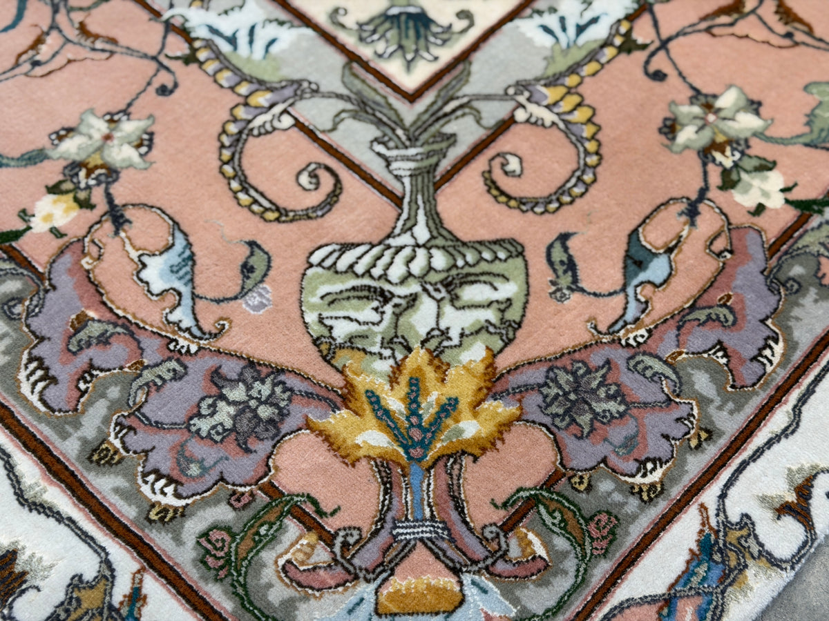 Hand-Knotted 60 Raj Persian Tabriz Rug - 6'8"x10'