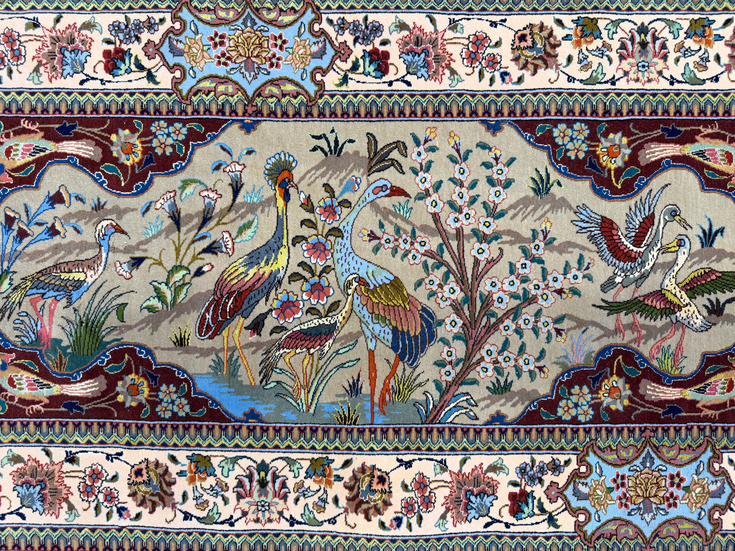 11’7”x17’2” Very Fine Hand-Knotted Signed Persian Tabriz Pictorial Area Rug