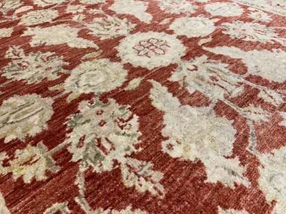 4'x5'9" Hand-knotted Wool All-Over Area Rug - Handmade Carpet Red 4x6