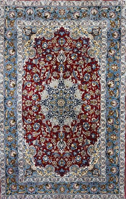 Hand-Knotted Persian Isfahan Rug - 3’7”x5’8”