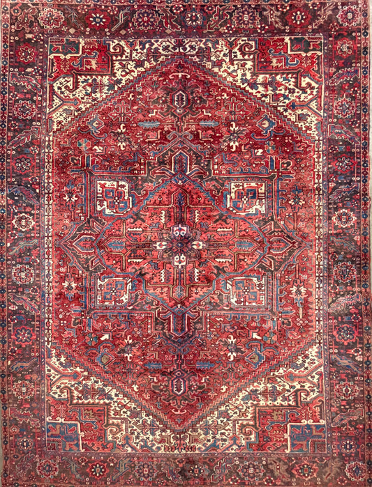 Hand-Knotted Persian Heriz Rug - 9’8”x13’1”