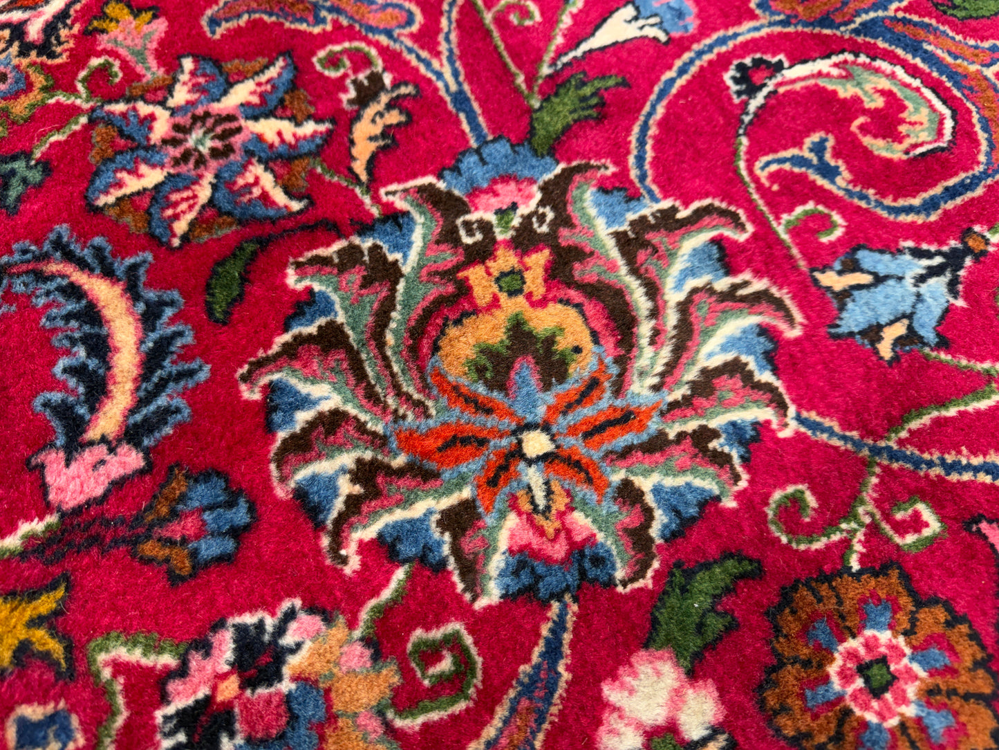 11’6”x16’5” Hand-Knotted Very Fine Wool Persian Mashad Signed Area Rug Handmade