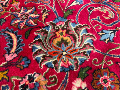 11’6”x16’5” Hand-Knotted Very Fine Wool Persian Mashad Signed Area Rug Handmade