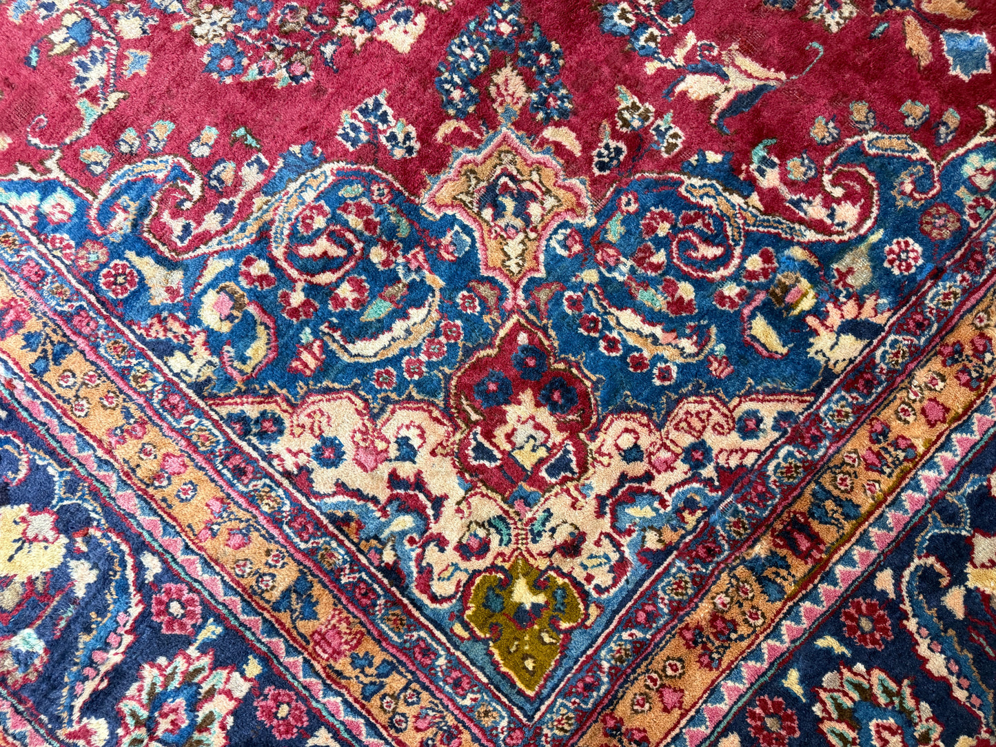 Hand-Knotted Wool Mashad Rug - 9’7”x12’5”