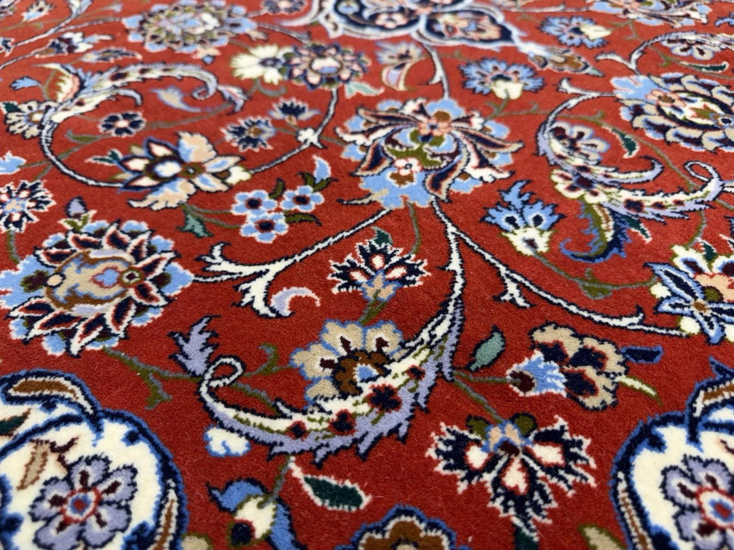 5’x8’ Hand-Knotted Fine Wool & Silk Isfahane Zolfaghari Area Rug - Red Signed