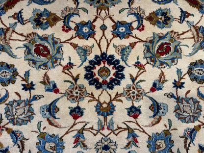 9’9”x13’1” Antique Hand-Knotted Persian Kashan All-over Signed Sanaee Area Rug