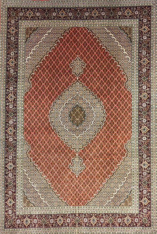 Hand-Knotted Persian Tabriz Mahi Rug - 6'6"x9'6"