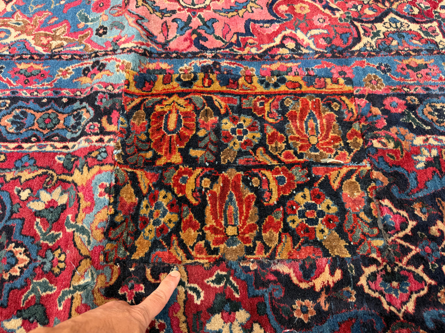 13’6”x21’10” Antique Hand-Knotted Very Fine Wool Persian Kerman Area Rug