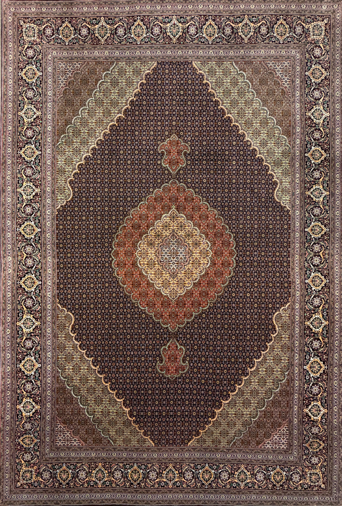 Hand-Knotted Persian Tabriz Mahi Rug - 6'8"x10'2"