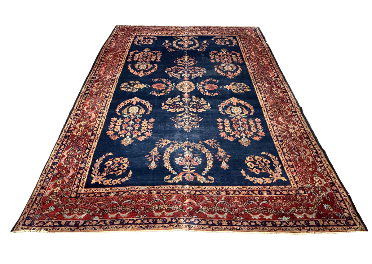 Hand-Knotted Antique Persian Sarouk Rug - 7’9”x9’10”