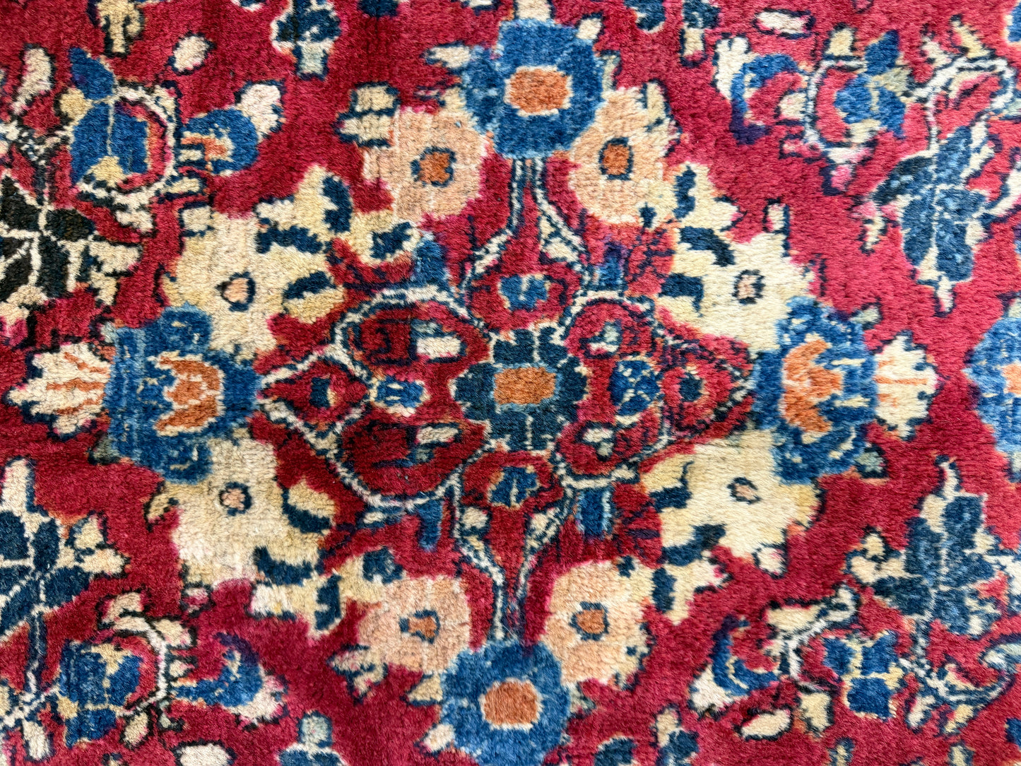 8’8”x11’6” Antique Hand-Knotted Wool Sarouk Persian Rug 8x11 Red Handmade Carpet