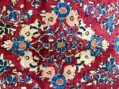8’8”x11’6” Antique Hand-Knotted Wool Sarouk Persian Rug 8x11 Red Handmade Carpet