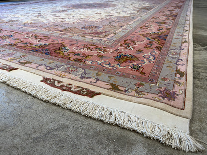 9’10”x13’5” Very Fine Hand-Knotted Persian Tabriz 80 Raj Area Rug