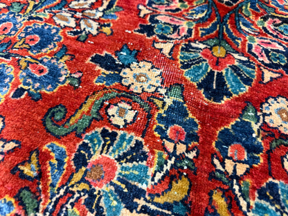 10’10”x15’6” Antique Hand-Knotted Fine Kork Wool Persian Sarouk Area Rug Handmade