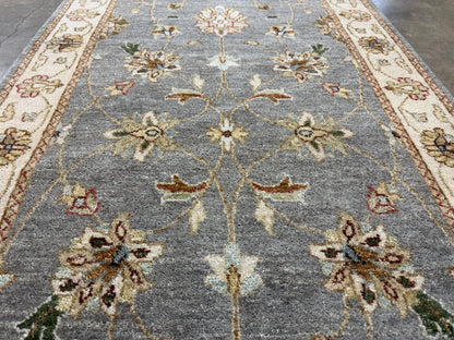 2’7”x12’3” Hand-Knotted Wool Chobi Oriental Runner Handmade Gray Carpet