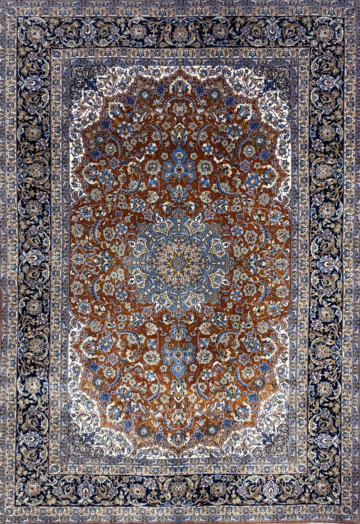 Hand-Knotted Persian Isfahan Rug - Garden of Birds - 6’10”x9’10”