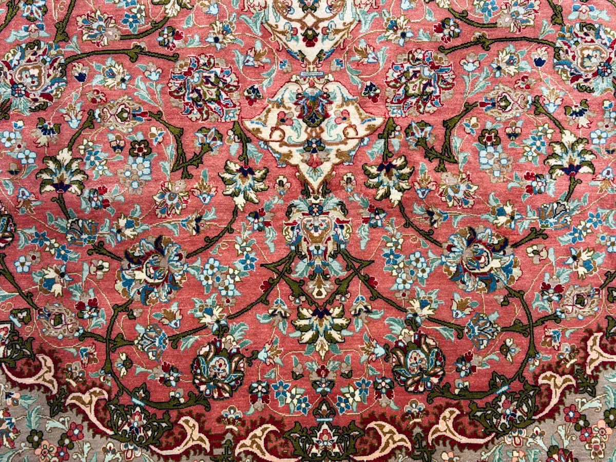 Luxurious Hand-Knotted 100% Silk Persian Qum Rug - 6'5"x9'5"
