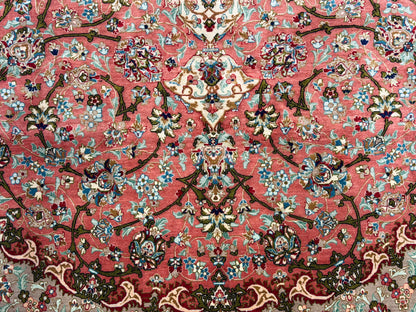 Luxurious Hand-Knotted 100% Silk Persian Qum Rug - 6'5"x9'5"