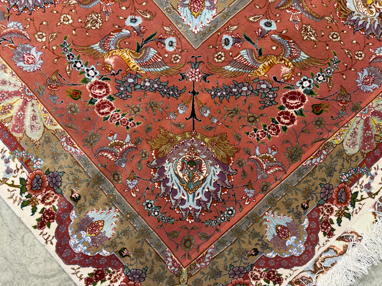 13’x19’10” Very Fine Hand-Knotted 80 Raj Persian Tabriz Rug - Signed