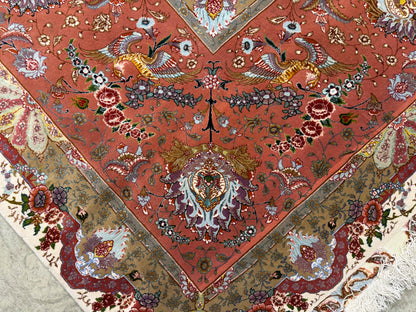 13’x19’10” Very Fine Hand-Knotted 80 Raj Persian Tabriz Rug - Signed