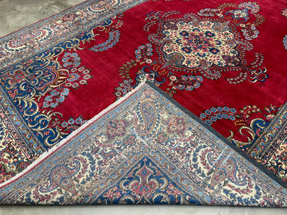 9’11”x15’4” Antique Hand-Knotted Persian Ravar Kerman Area Rug