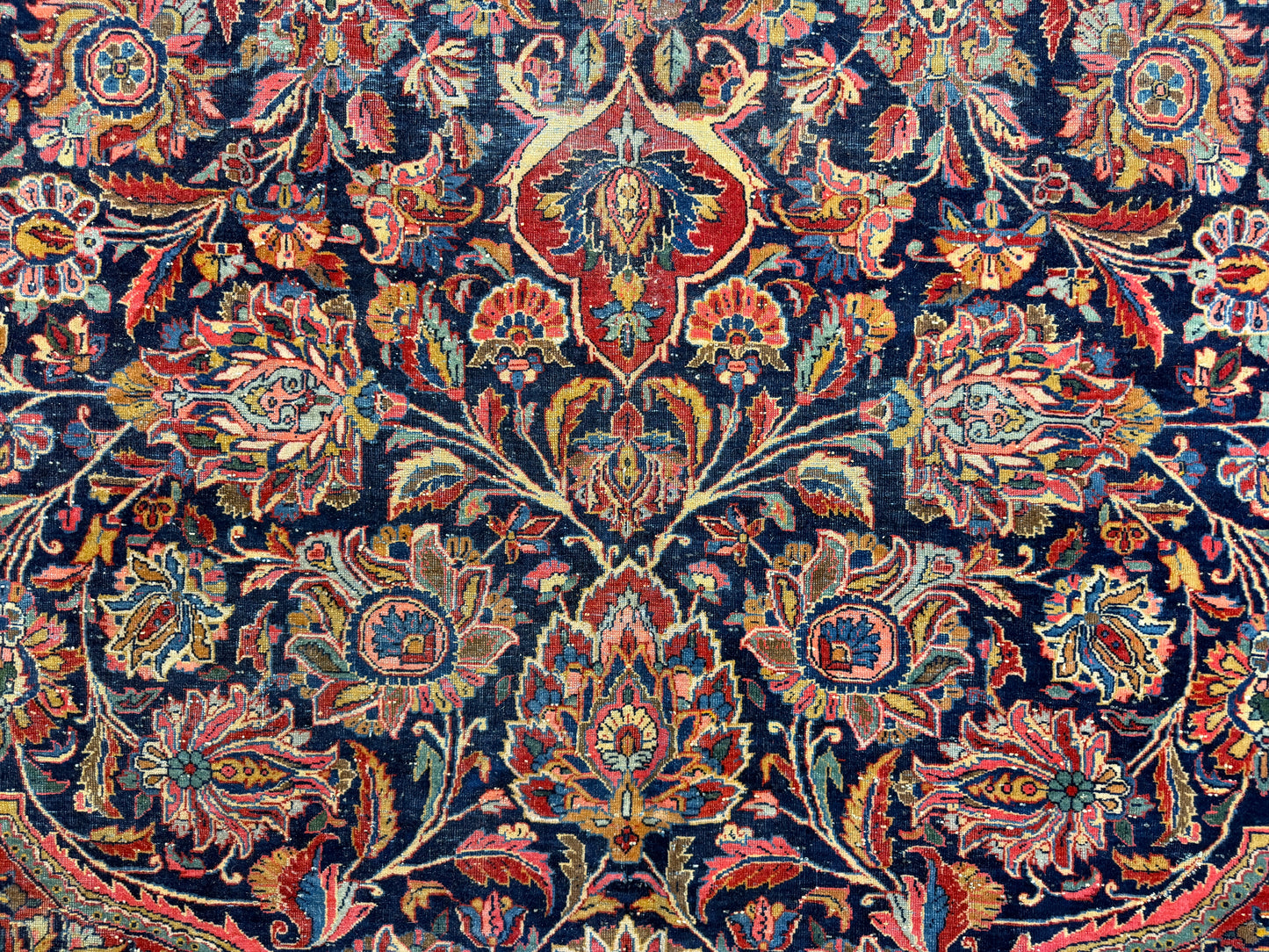 10’x13’7” Very Fine Antique Hand-Knotted Persian Kashan Area Rug