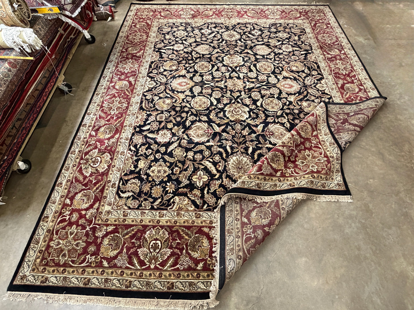 12’1”x15’2” Hand-Knotted Wool Agra Area Rug Handmade All-over Carpet