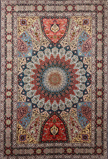 Hand-Knotted 60 Raj Persian Tabriz Rug - Dome Design - 6'8"x10'7"