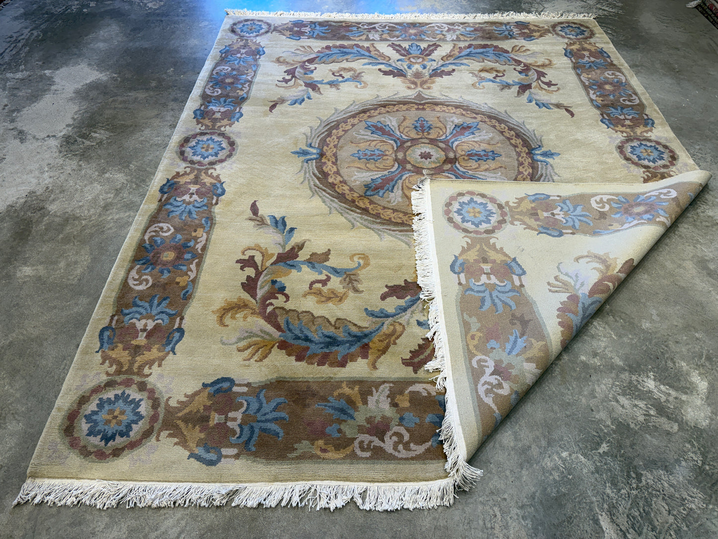 8’x9’10” Hand-Knotted Wool Aubusson Area Rug