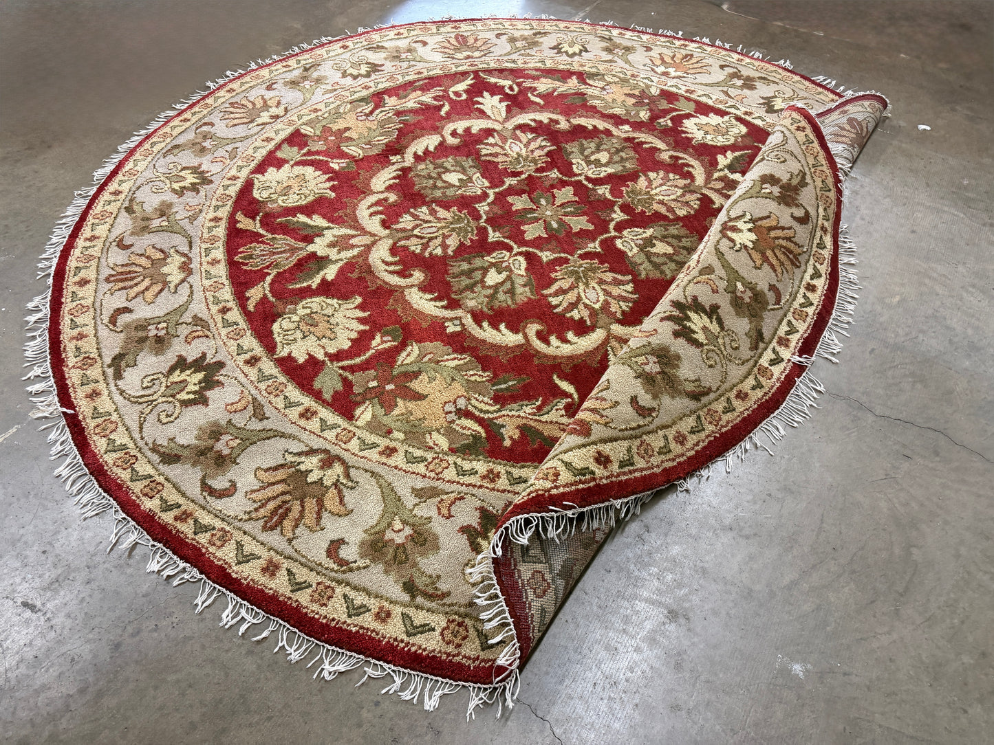 8’ Diameter Hand-Knotted Wool Indian Round Oriental Rug - 8x8 Handmade Carpet