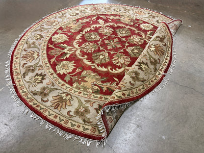 8’ Diameter Hand-Knotted Wool Indian Round Oriental Rug - 8x8 Handmade Carpet