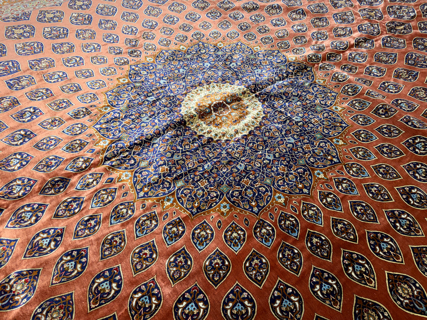 11’3”x16’5” Hand-Knotted 100% Silk Persian Qum Rug - Signed