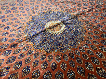 11’3”x16’5” Hand-Knotted 100% Silk Persian Qum Rug - Signed