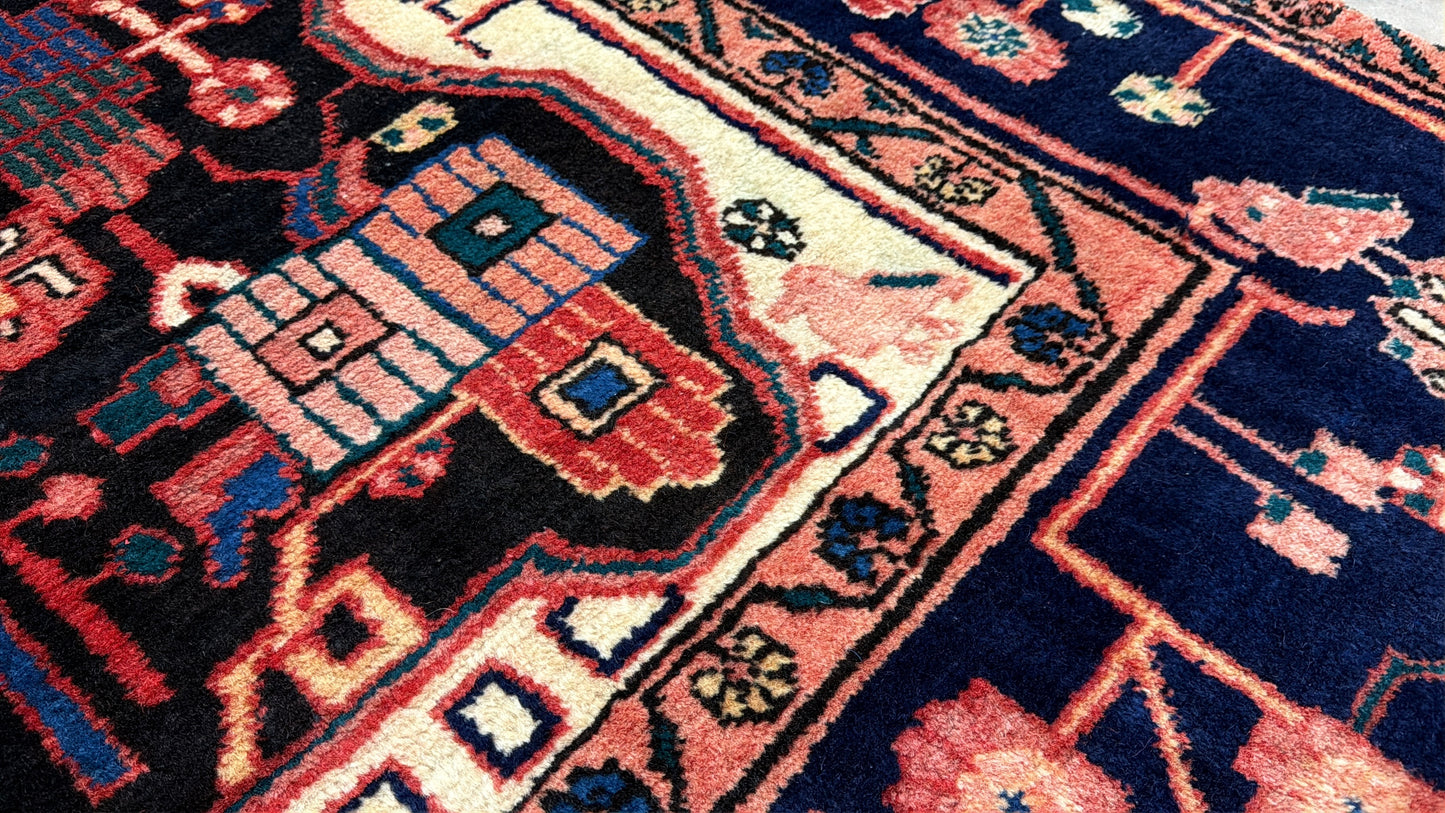 5’6”x8’6” Vintage Hand-Knotted Wool Nahavand Persian Rug 5x8 Handmade Tribal Carpet