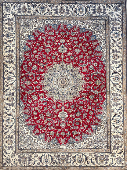 Hand-Knotted Persian Nain Rug - Signed Habibian - 9’6”x12’9”