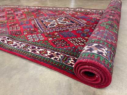 4’2”x13’3” Hand-Knotted Wool Joshaghan Persian Runner 4x13 Handmade Red Carpet