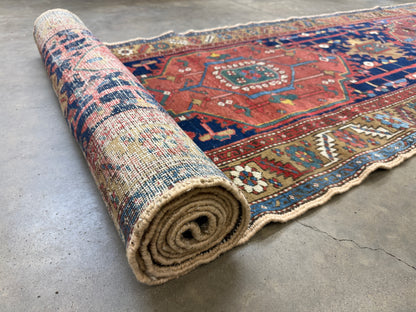 Hand-Knotted Antique Heriz Runner - 3’3”x17’9”