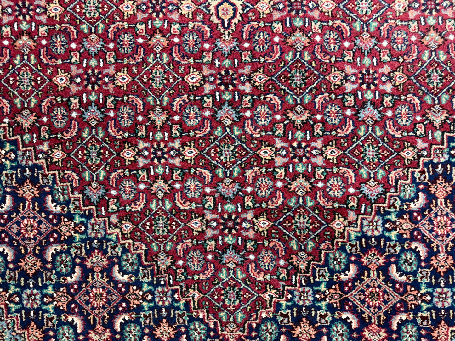 6’x9’ Fine Hand-Knotted Wool IndoBidjar Persian Rug 6x9 Burgundy All-Over Handmade Carpet