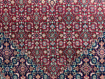 6’x9’ Fine Hand-Knotted Wool IndoBidjar Persian Rug 6x9 Burgundy All-Over Handmade Carpet