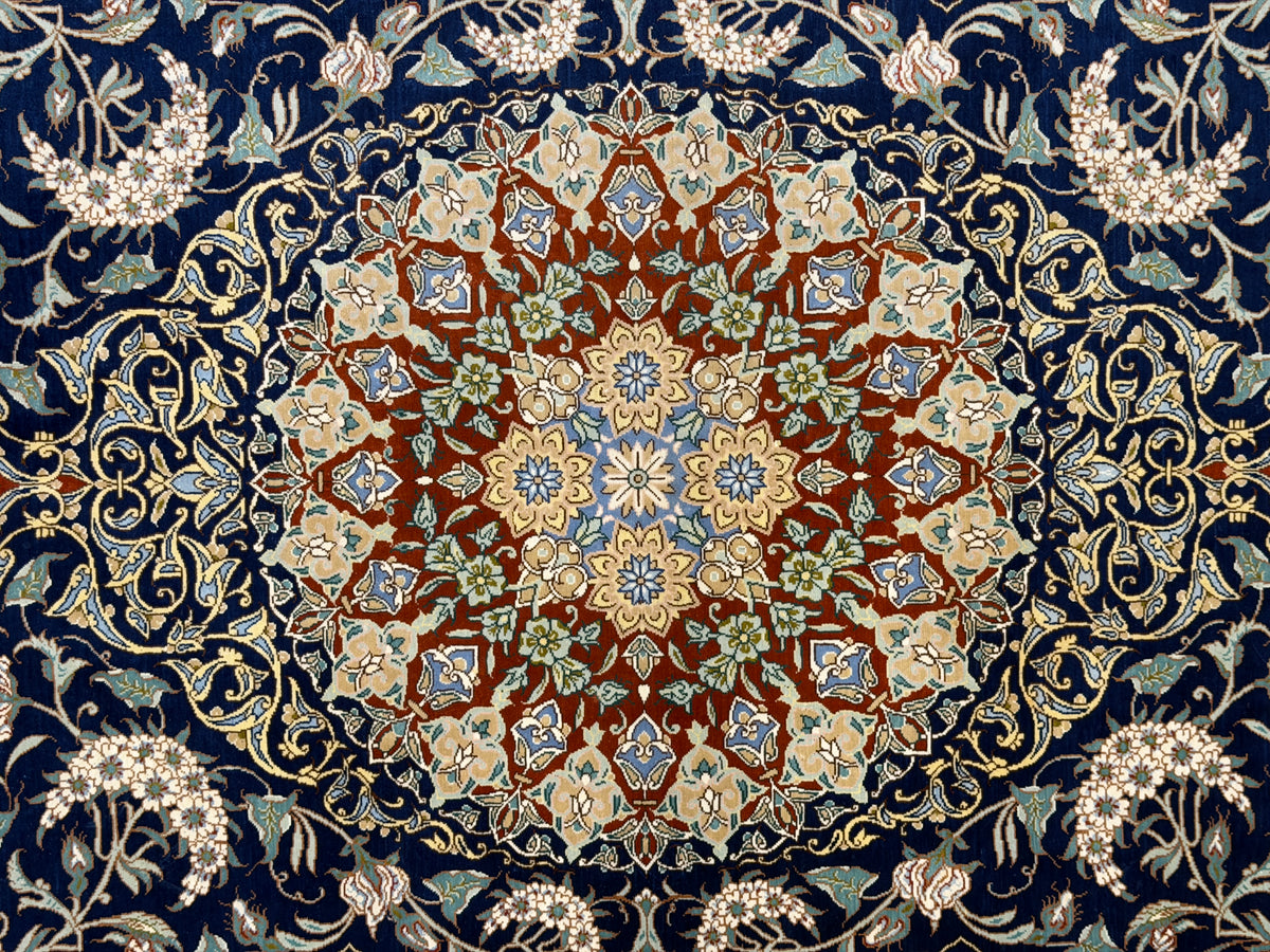 Hand-Knotted Silk Persian Qum Rug - Signed Ahmadi - 4’6”x6’7”