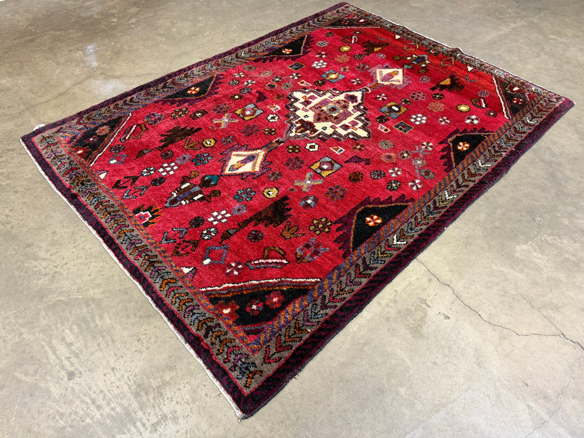 Hand-Knotted Persian Hamadan Rug - 5'3”x7’2”